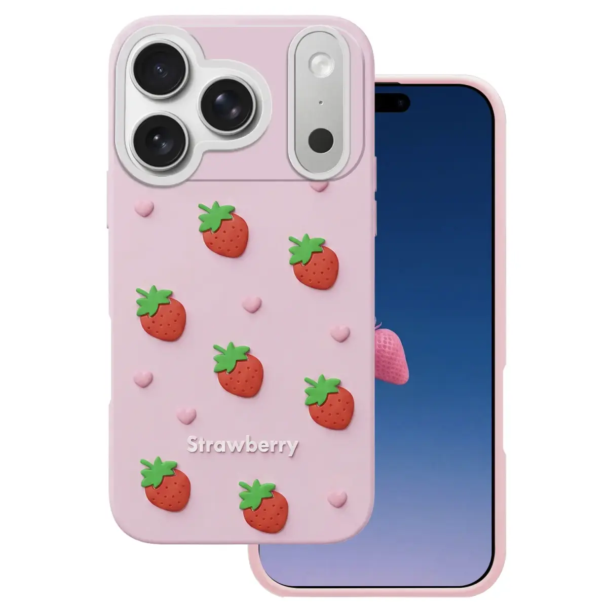 Strawberry maciņš telefonam iPhone 17 Pro | iPhone 18 Pro rozā