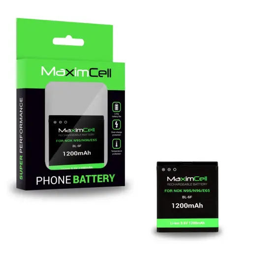Maximcell Battery for Nokia N95/N96/E65 (BL-6F) 1200mAh Li-ion