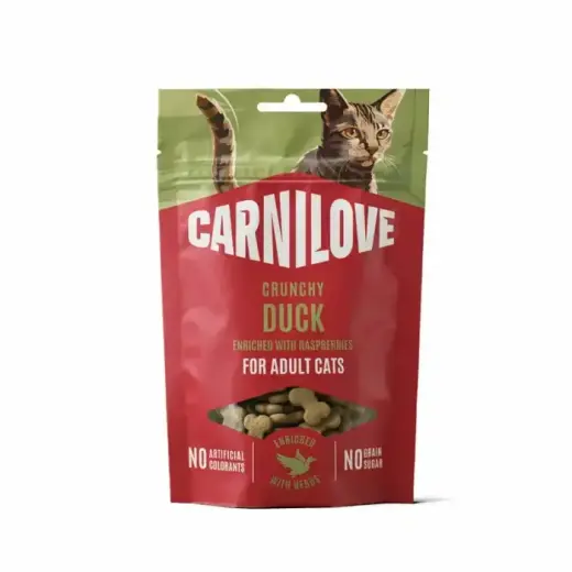 Carnilove Cat Crunchy Adult Duck Enriched with Raspberries 50 g — crunchy treats for adult cats with duck and raspberries