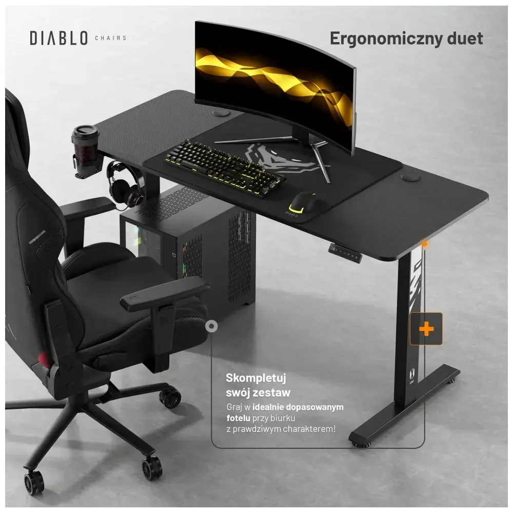 Desk with height adjustment Diablo Chairs X-TENSIO 1400 black