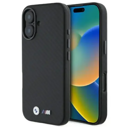 BMW BMHCP16S23PUFWC iPhone 16 6.1"        czarny|black hardcase Carbon Wrapped Metal