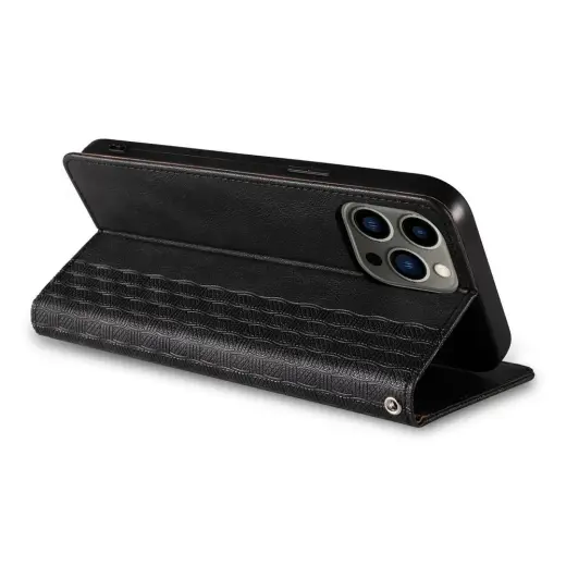 Magnet Strap knyginio tipo telefono dėklas iPhone 13 Pro Max juodas