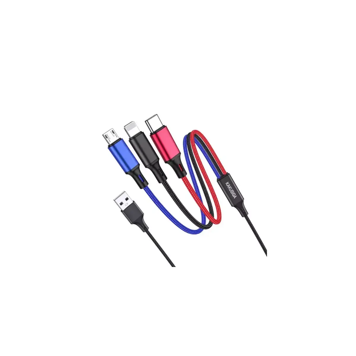 KAKUSIGA KSC-804 3in1 Lightning | Type-C | Micro | 120 cm melns