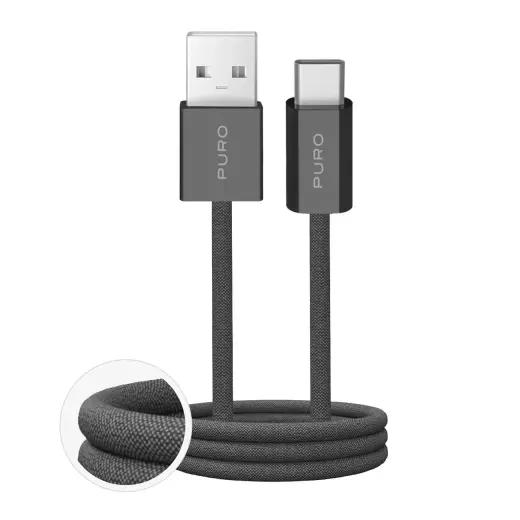 Puro Fabrik 2.0 data transfer and charging cable | USB-A to USB-C | 10W | 1.5m | green