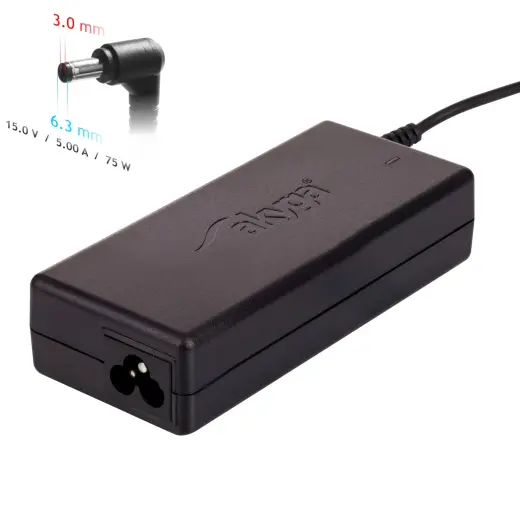 Notebook power supply Akyga AK-ND-14 15V | 5.0A 75W 6.3 x 3.0 mm TOSHIBA 1.2m