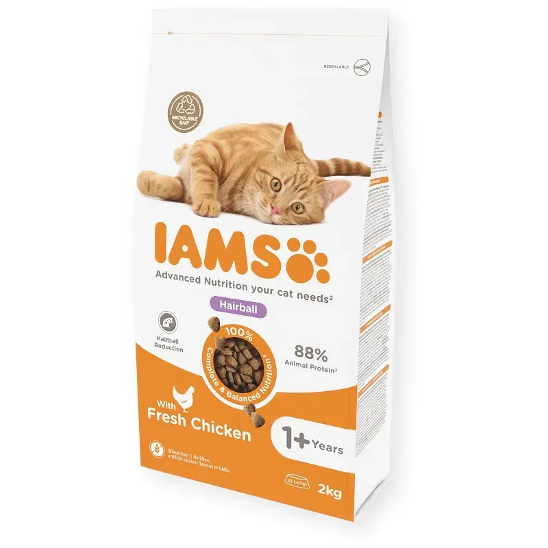 Dry food for cats - IAMS CAT ADULT HAIRBALL CHICKEN, 2 kg