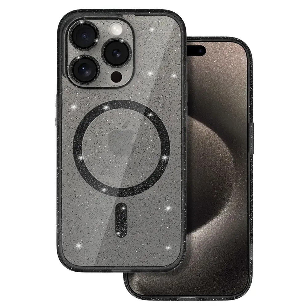 Glitter Magsafe Case for Iphone 13 black clear