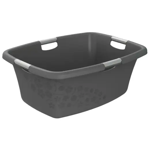 Bļoda 50L ar rokturiem Flowers, pelēka