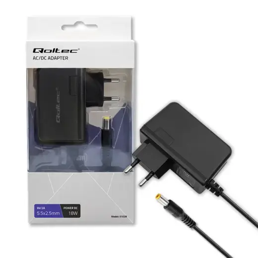 Qoltec Plug-in power supply 18W | 9V | 2A | 5.5*2.5