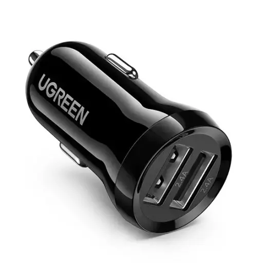 Ugreen 2x USB 24W 4,8 A (2x 2,4 A) auto lādētājs | 24W | USB-A | melns