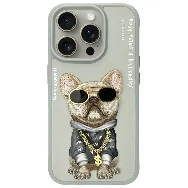 Glasses Cool Dog telefona maciņš priekš iPhone 15 Pro Max pelēks