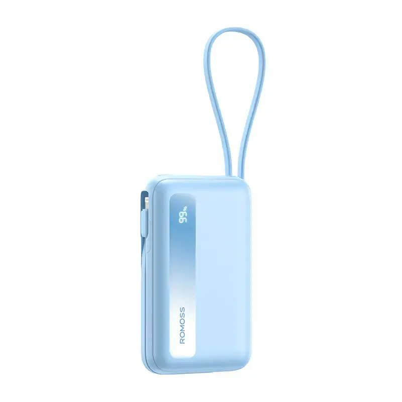 Romoss PPR10 external battery (powerbank) | 10000 mAh | 22.5W | USB-C, Lightning, USB-A | LED display | blue