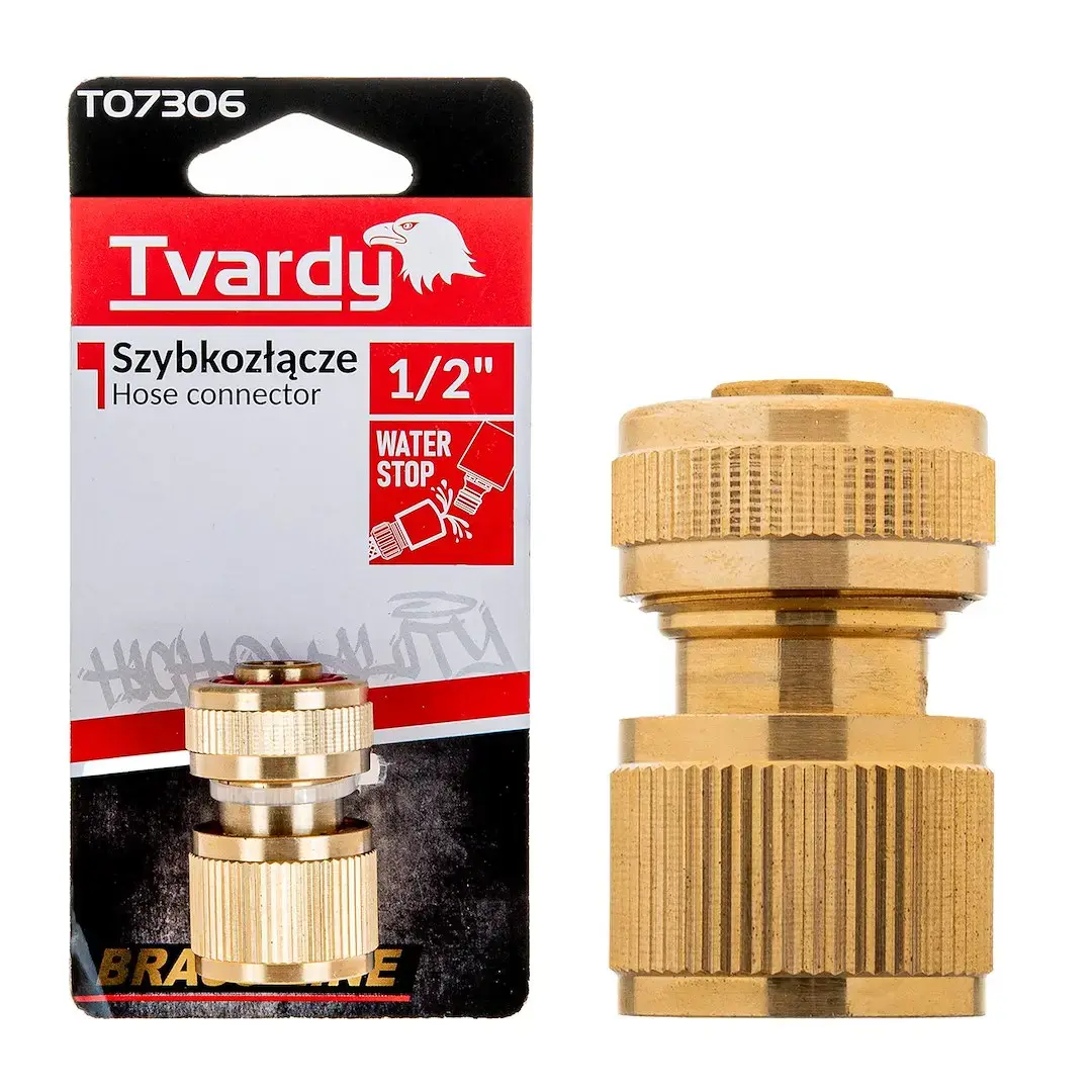 1/2" stopfunktsiooniga aiavooliku liitmik BRASS-LINE seeria