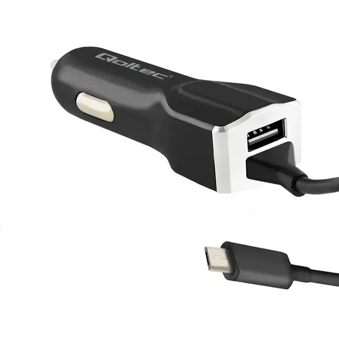 Qoltec auto lādētājs | 17W | USB-A | ar Micro USB vadu komplektā