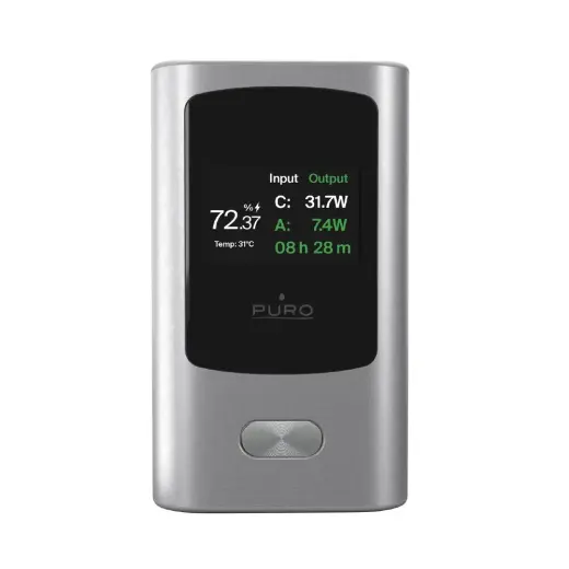 Внешний аккумулятор (powerbank) Puro | 10 000 мА·ч | 45 Вт | USB-A, USB-C | LED дисплей | серый