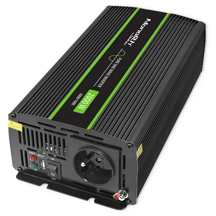 Qoltec Pure Sine Wave Inverter Monolith | 1000W | 2000W | 12V to 230V