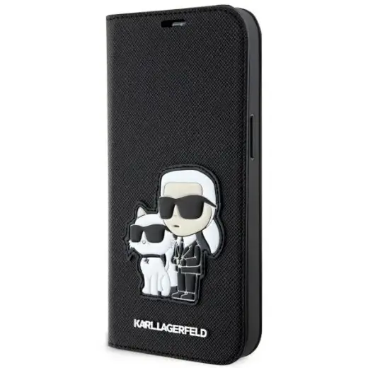 Karl Lagerfeld KLBKP14SSANKCPK iPhone 14 | 15 | 13 6.1" bookcase czarny|black Saffiano Karl & Choupette