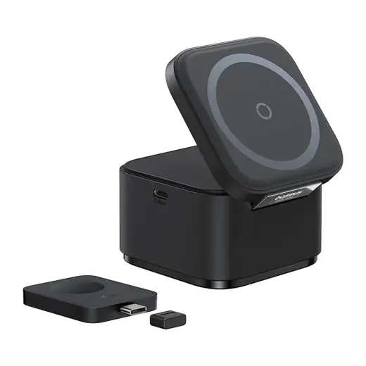 Baseus MagPro 2-in-1 bezvadu lādētājs | Qi 2.2 | Saderīgs ar MagSafe | 25W | melns