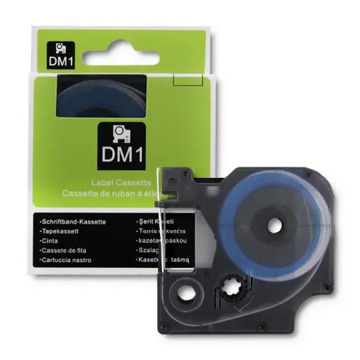 Qoltec Heat shrink tube for DYMO D1/DM1 | 12mm * 1.5m | White | Black overprint