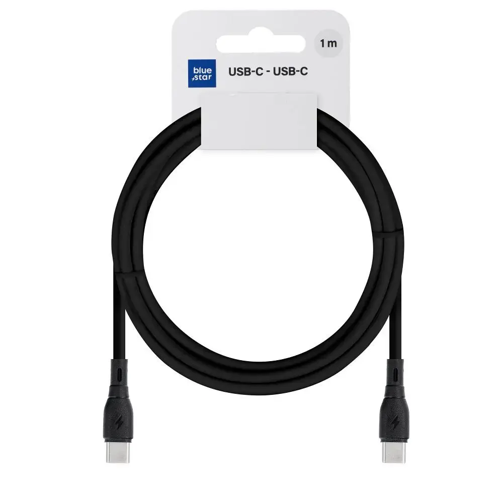 Blue Star PJ73-13-3 datu pārraides un uzlādes vads | USB-C uz USB-C | 60W | 1m | melns