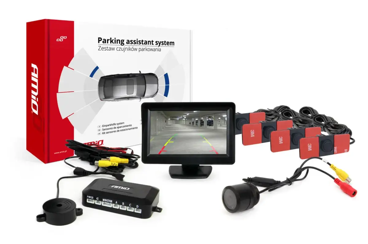 Parking assistant system TFT01 4,3" with HD-301-IR 4 sensors black inside mount
