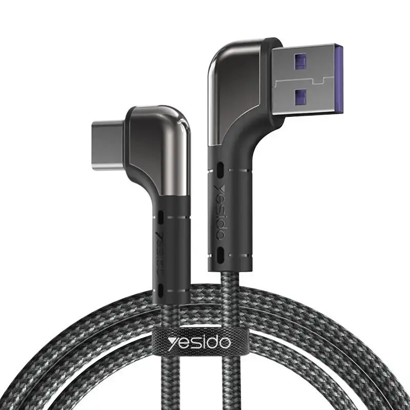 YESIDO ANGLE CABLE CA81 18W USB/USB-C  2M, 2A BLACK
