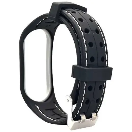 Beline viedpulksteņa siksniņa priekš Xiaomi Mi Band 5/6 | silikons | melna/balta