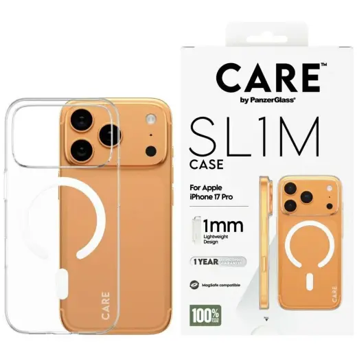 CARE by PanzerGlass SL1M telefoni ümbris MagSafe toega iPhone 17 Pro läbipaistev