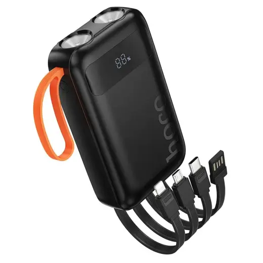 Hoco J151 Power Bank | 10,000 mAh | 10W | USB-A, USB-C, Lightning, Micro USB | LED flashlight | black