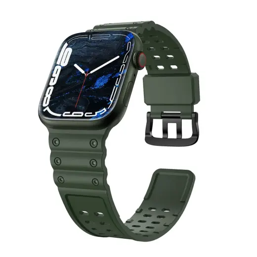 Triple Protection nutikella rihm Apple Watch (38/40/41 mm) jaoks | silikoonist | roheline
