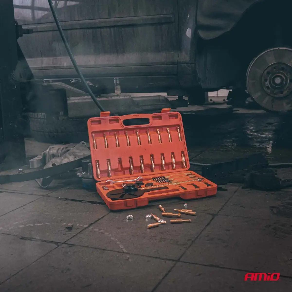 Three-claw bearing puller with hooks 44 elements AMIO-04760