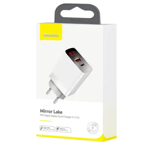 Baseus Mirror Lake CCJMHC-A02 Travel Charger USB-C | USB | 18W | 3A | Quick Charge 3.0 | White