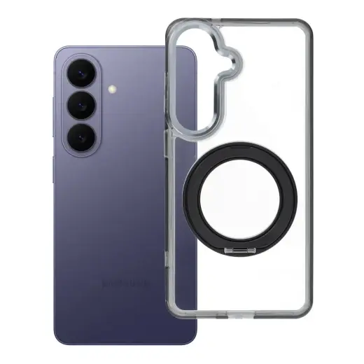 Frame Circle Stand telefono dėklas su stovu ir MagSafe palaikymu Samsung Galaxy S26 (S942) juodas