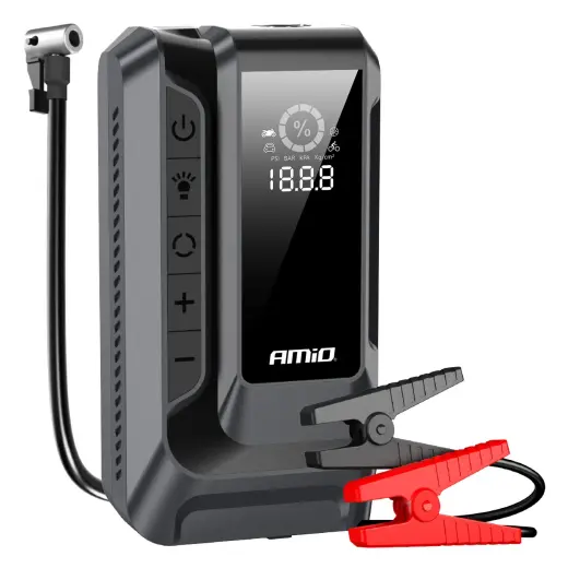 Portable 4in1 Jump Starter/LED/AirCompressor/Powerbank 12V 12Ah 1600A AMIO-04677