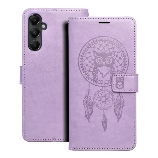 MEZZO dreamcatcher knyginio tipo telefono dėklas Samsung Galaxy A05s (A057) violetinis