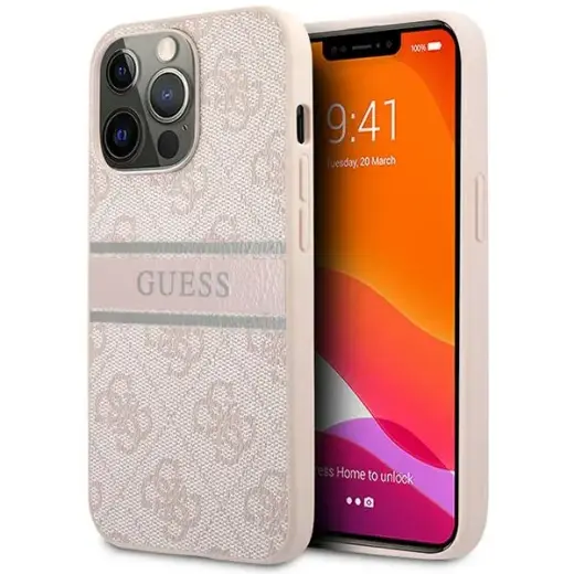 GUHCP13X4GDPI Guess PU 4G Printed Stripe Case for iPhone 13 Pro Max Pink