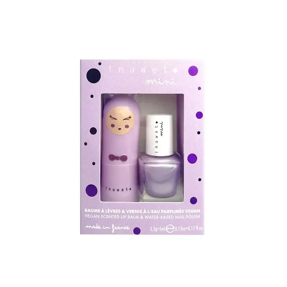 Set Inuwet: Inuwet, Nail Polish, Mauve Dream Today, 5 ml *Miniature + Bunny Delice, Hydrating & Conditioning, Lip Balm, Mauve, 3.5 g