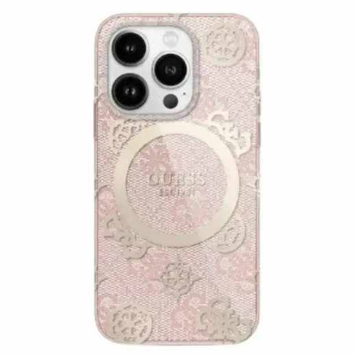 Guess GUHMP16LH4PYEEP iPhone 16 Pro 6.3"  różowy|pink hardcase IML Peony On 4G Background MagSafe