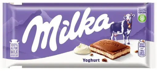 Piena šokolāde MILKA ar jogurta pildījumu, 100g