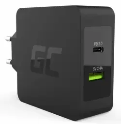 Green Cell CHAR10 tīkla lādētājs | 45W | USB-C | melns