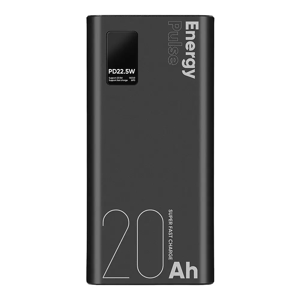 OBAL:ME EnergyPulse ārējais akumulators (powerbank) | 20000 mAh | 22.5W | Micro USB, USB-C, USB-A, Lightning | melns
