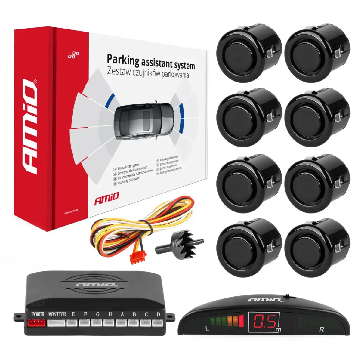 Parking assistant system LED 8 sensor black "GOLD" 18mm