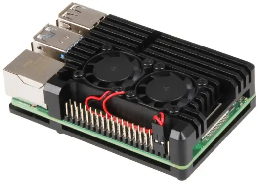 Raspberry Pi 4B алюминиевый корпус с двойным вентилятором - черный JOY-IT