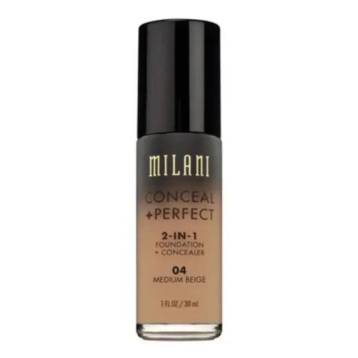 Milani, Conceal + Perfect, Liquid Foundation & Concealer 2-In-1, 04, Medium Beige, 30 ml