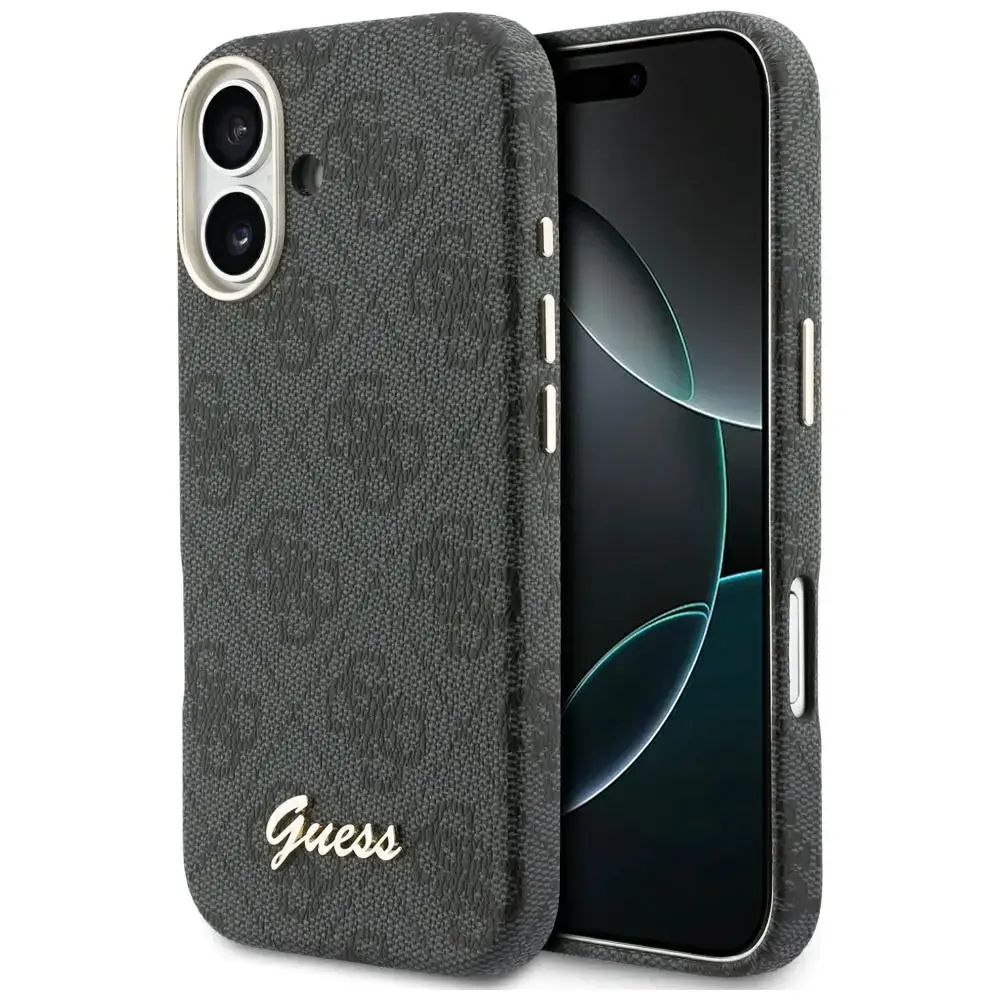 Guess 4G Script maciņš ar MagSafe atbalstu telefonam iPhone 17 melns