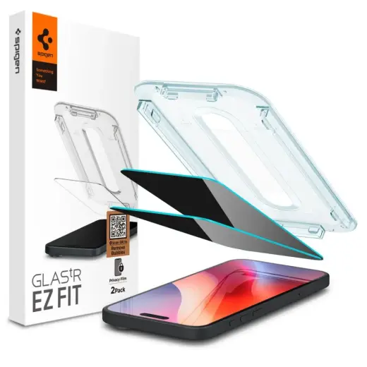 Spigen Glas.tR EZ Fit ekrāna aizsargstikls priekš iPhone 15 | 16 Privacy