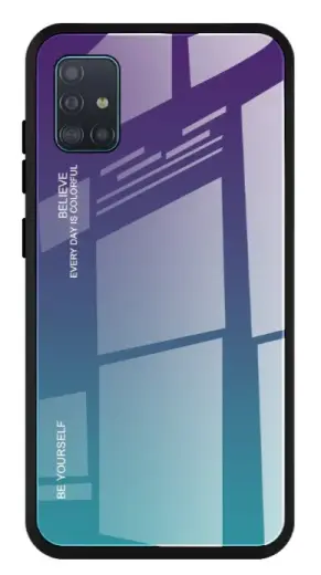 Fusion Gradient Glass Back Case Silikona Aizsargapvalks Priekš Samsung A515 Galaxy A51 Violets - Zaļš