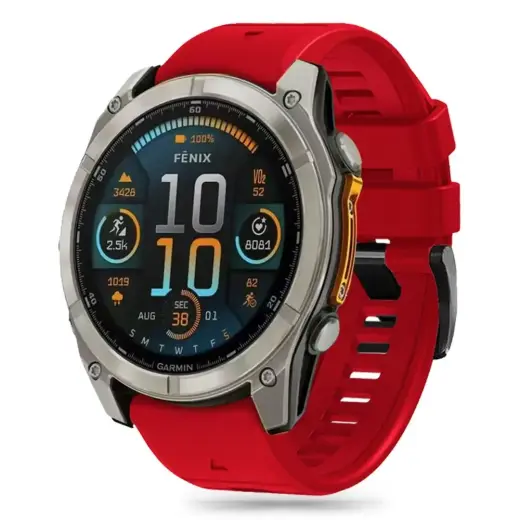 Tech-Protect Silicone Line Strap for Garmin Fenix 5 | 6 | 6 Pro | 7 | 8 (47 mm) | E - Red