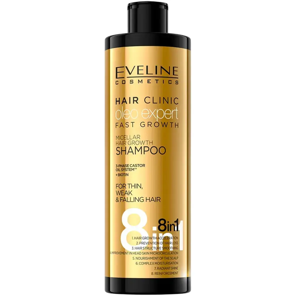 Eveline Cosmetics, 8 in 1 Clinic Oleo Expert, Hair Shampoo, For Growth Stimulation, 400 ml