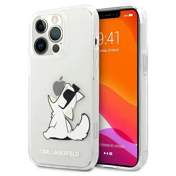 KLHCP13XCFNRC Karl Lagerfeld PC|TPU Choupette Eat Case for iPhone 13 Pro Max Transparent